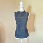 Theory Sleeveless Volume Top in Checked Eco Knit Plaid S Mock Neck Quiet Luxury Photo 1