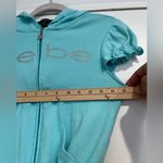 Bebe Vintage 90s Y2K Aqua Cotton Crystal Embellished Zip Front Hoodie Sz. S Photo 5