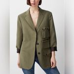 NWOT Smythe Surplus Linen Blend Blazer In Army Green Size Large Photo 2