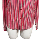 Tommy Hilfiger Luxury Knitwear Red Pink Stripe Button Up Shirt 100% Cotton Sz L Photo 2