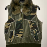 wilson's leather  Suede Patchwork Camo Vest w/ Faux Fur Collar Photo 0