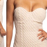 JLUXLABEL  Nude Cable Knit Strapless Bodycon Midi Dress Sweater Small S Photo 0