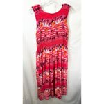 Hawaiian Tropic Hawaii Midi Dress Tropical Hawaiian Smocked Palm Pink Vacation Beach Coastal 248 Photo 1