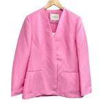 Lafayette 148 New York Linen Silk Blazer Size 8 Pink V Neck Slim Silhouette NEW Photo 0