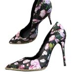 Schutz  40 floral pointy toe gold chain trim heels stilettos 2278 Photo 0