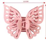 NEW LARGE Matte Boho Double Layer Cut out Butterfly Hair Claw Clip Black Photo 3