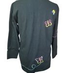 Vintage Michaell Simon lite vintage embroidered butterfly cardigan Cotton small Black Photo 3