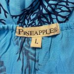 Pineapples Boutique Women’s Blue Coral Print Dress Size L Photo 2