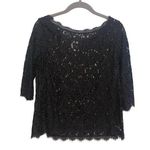 Anthropologie Weston Wear Black Sheer Lace Top 3/4 Sleeve Small Whimsigoth Photo 0