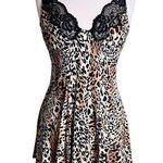 Leopard Print Slip Dress Nightgown Nightie Lace Lingerie M Medium Black Photo 0