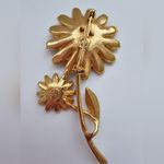 Weiss Enamel Brown Cabochon Gold Tone Metal Daisy Pin Brooch White Photo 1