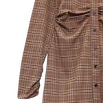 ZARA  - Brown Plaid Long Sleeve Ruched Mini Dress Sz L Photo 1