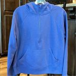 Scuba Neck Hoodie Cotton Periwinkle Blue Sweatshirt Cotton Knit Pullover Women S Photo 1