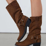 Steve Madden RUSKIN Moto boots Brown Chestnut Suede Leather country Cowgirl 8M Photo 0