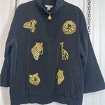 Mureli Vintage 80s 90s Black Gold Safari Baroque Bomber Jacket Size Large Petite Photo 0