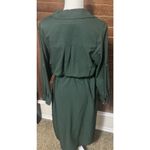 Anthropologie  HUTCH Shirt Dress Dark Green Safari Office Belted Size L Midi Photo 4