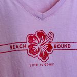 Life is Good Women’s pink v neck t-shirt - Pink Beach Bound - Medium Photo 1