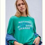Anthropologie Maeve Green If We Don't Change It Graphic Sweatshirt Photo 1