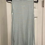 cupio NWT  Size M Aqua Blue White Stripe Tie Front stretchy Tunic Tank Top Photo 6