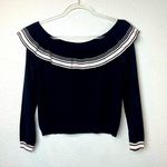 Divided H&M Black Off the Shoulder Ruffle Fitted Sweater Size M Photo 0