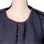 Loft ANN TAYLOR slate blue w/red, tweed blazer with fringe detail. Size 2. EUC Photo 1