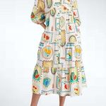 easel Size S  Los Angeles Party Fruit Print Cotton Tiered Midi Dress Photo 0