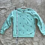 Karen Scott Mint Sweatshirt with Blue‎ Floral Design Photo 3