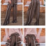 Fabulous Boho Floral Print Wide Leg Pants With Front Tie & Pockets Multiple Size M Photo 3