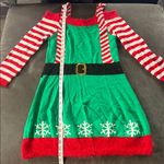 Women’s Spadehill Christmas Festive Elf Costume Sweater Dress Green Red Size S Photo 7