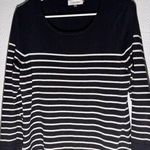 Calvin Klein Black & White Striped Long Sleeve Sweater Size L Photo 0