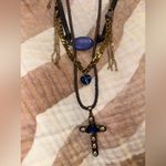 Free People NWOT Synergy Layered Necklace In Blue Photo 5
