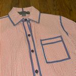 Proenza Schouler  Red white blue seersucker textured button down shirt blouse 2 Photo 2