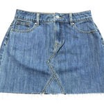 PacSun  Mini Jean Skirt Women's Size 25‎ Medium Wash Frayed Raw Hem Denim Photo 0