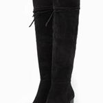 Free People  Black Over the Knee Boots Leather Heeled platform Photo 2