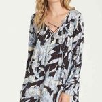 Billabong  Dress Womens Size S Just‎ Like You Floral Lace Up Blue White Boho Photo 0