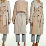 Avec Les Filles Mixed Media Plaid Cotton Trench Coat Womens Size M Photo 3