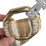 Vintage TJW by Mervyn’s Striped Wide Fabric Gold Octagon Buckle Belt Tan Photo 7