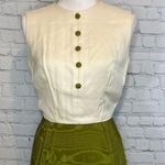 MIDGE GRANT Vintage 1970's Cream & Green Silk Maxi Dress Photo 2