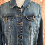 Per Se  Frayed Raw Hem Blue Denim Jean Jacket Photo 4