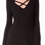 Free People ‎ Womens V-Neck Black Long Sleeve Sweater Tunic Dress M Photo 0