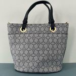 Nanette Lepore Pria Blue Logo Vegan Leather Crossbody Bucket Bag Photo 5