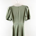 ZARA  Short Puff Sleeve Round Neck Cut Out A-Line Midi Dress Green Small Photo 9