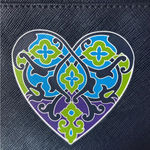 Brighton Summer Heart Mini CROSSBODY PURSE Navy Blue Bag DETACH STRAP 8" Wide Photo 2