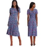 Draper James TAMMY T-SHIRT DRESS WHISPY DITZY BLUE WHITE FLORAL SHORT SLEEVE XL Photo 1