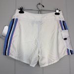 Reebok NWT Women’s White Swim Board Shorts Colorful Side Stripes Pocket 80s 90s Photo 4