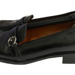 Etienne Aigner Black Leather Loafers with Silver Buckle Detail Women’s Size 8N Photo 0