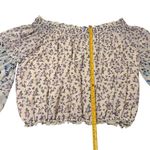 Free People  S Rose Valley Off Shoulder Top Purple Ditzy Floral Oversized Sleeve Photo 7