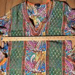 Tolani Silk V Neck Tunic SZ M Paisley Boho Bohemian Hippie Fall Scarf Print Size M Photo 4