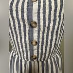 Andree by Unit  Destin to be blue & white striped smocked faux button romper Photo 9