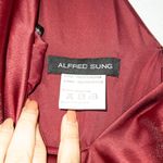 Alfred Sung NWT Burgundy High Low V Neck Cocktail Dress Size 6 Photo 3